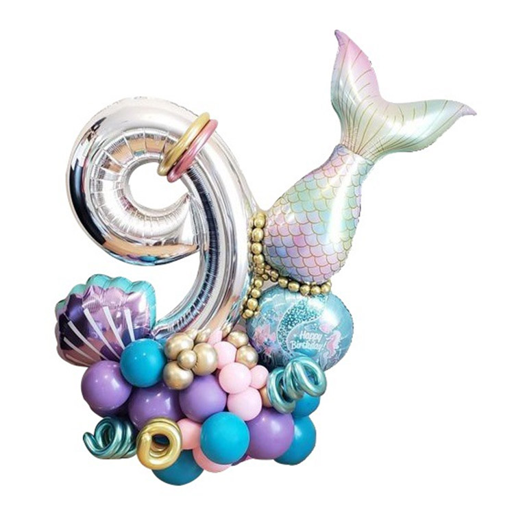 32 လက်မ နံပါတ် Mermaid Balloon Set