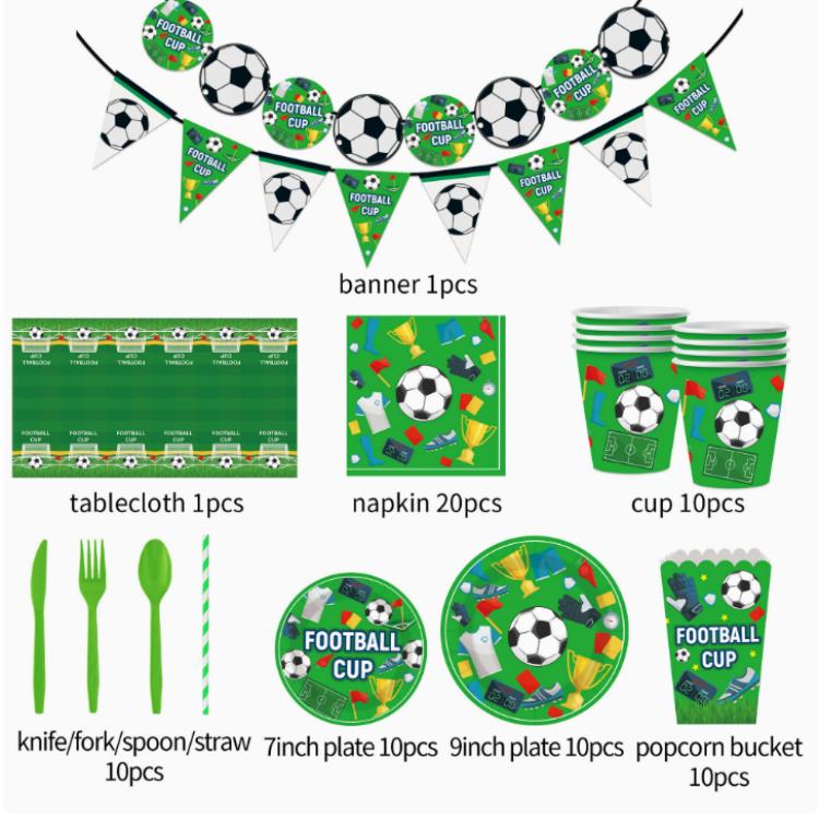 Football Themed Party Decoration Disposable Plate Set