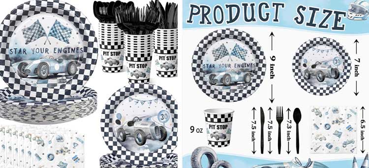racing themed dinner plate set