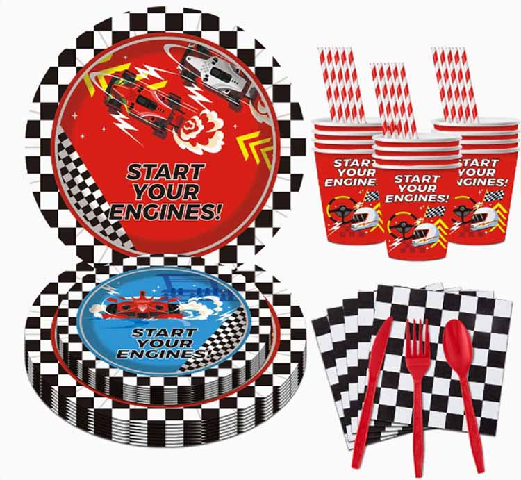 racing themed dinner plate set