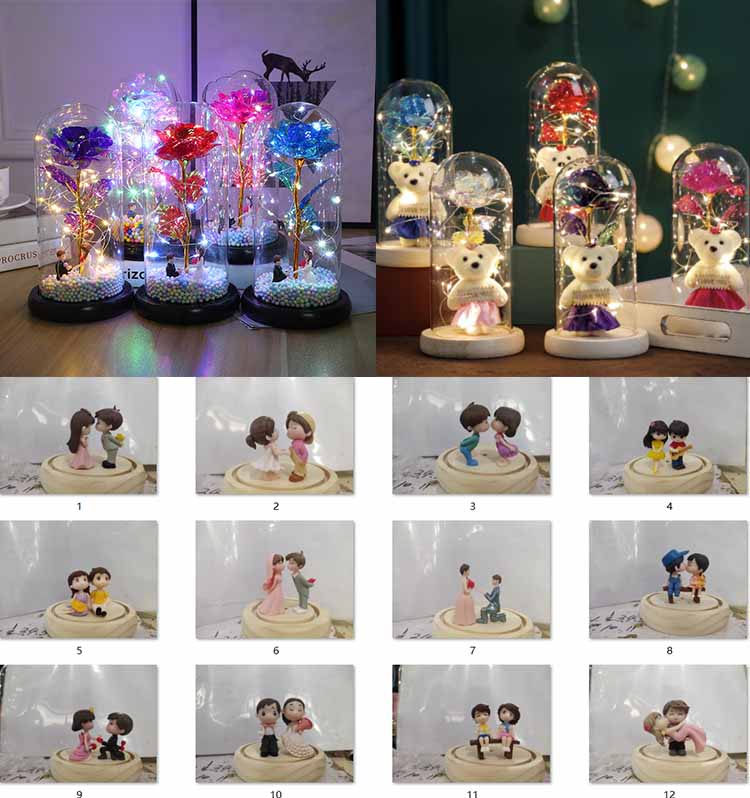 LED 24K glass rose